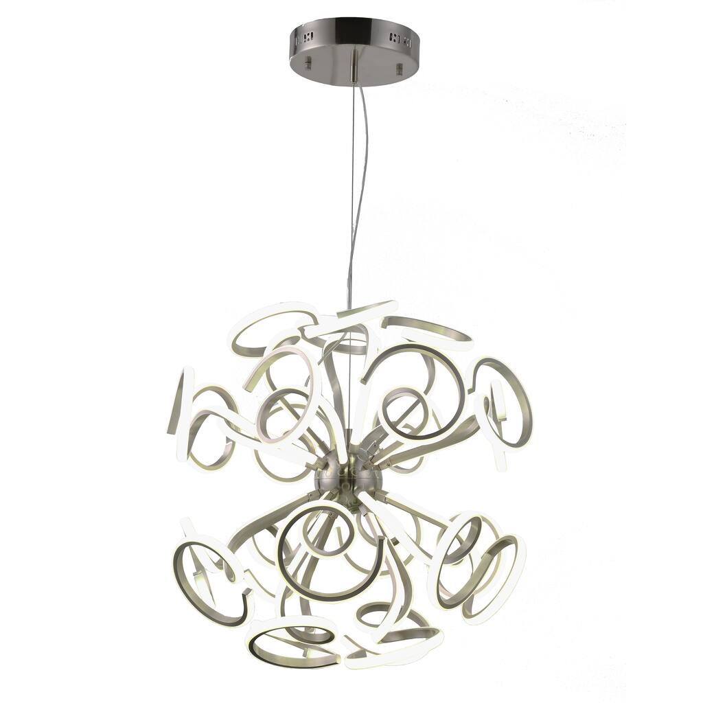 Asimov 259-Watt 30 in. Matte Nickel Integrated LED 6000K Chandelier Light Large - Large Chandelier - Large Chandelier