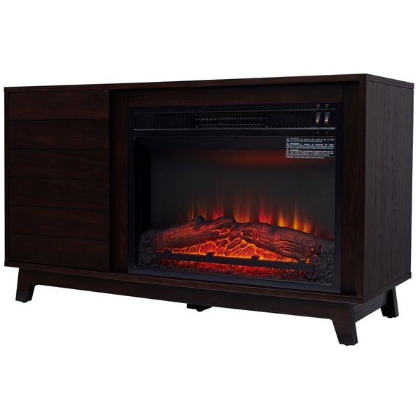 HomCom Freestanding Wooden Electric Fireplace TV Stand for TVs up to 50" Contemporary 42" L