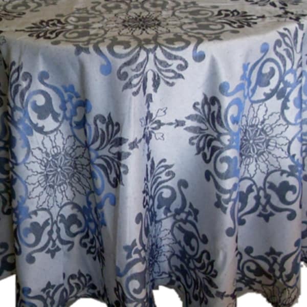 Polyester Holiday Elegant Jacquard Fabric Tablecloth 52" x 90" Blue