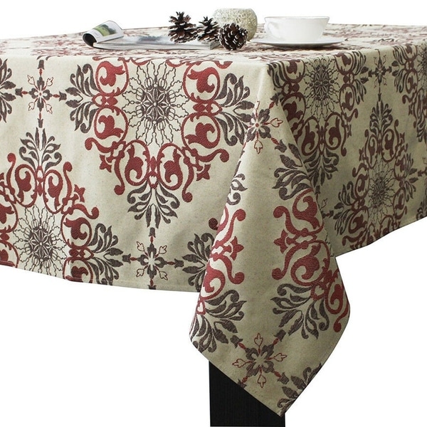 Polyester Holiday Elegant Jacquard Fabric Tablecloth 52" x 52" Red