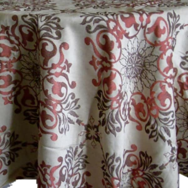 Polyester Holiday Elegant Jacquard Fabric Tablecloth 52" x 102" Red