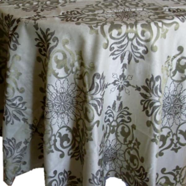 Polyester Holiday Elegant Jacquard Fabric Tablecloth 60" x 84" Gold