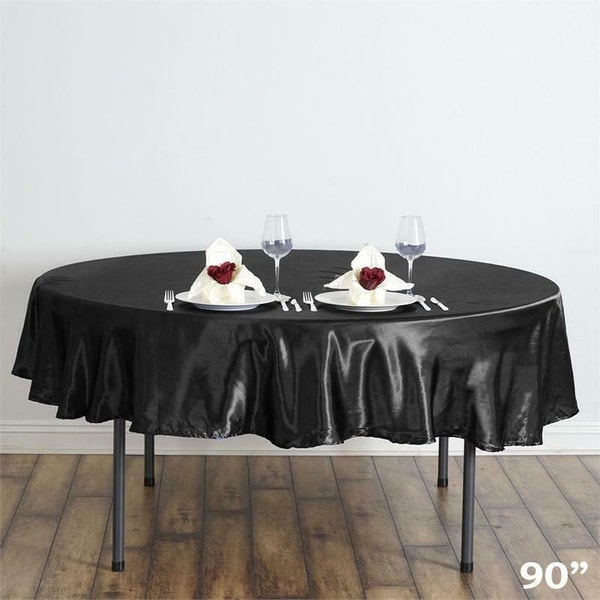 Satin Round Tablecloth 90" Black