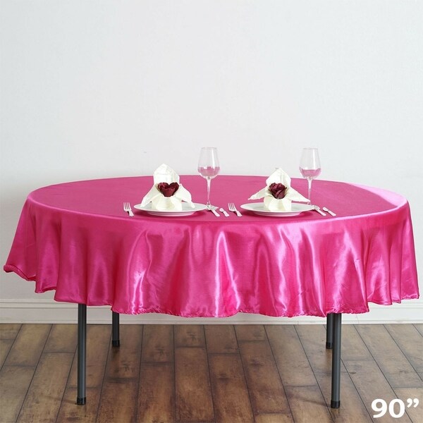 Satin Round Tablecloth 90" Fuchsia