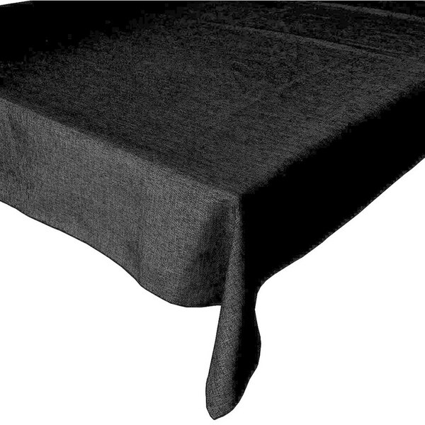 Faux Burlap Style Polyester Woven Tablecloth 58" x 76" Black