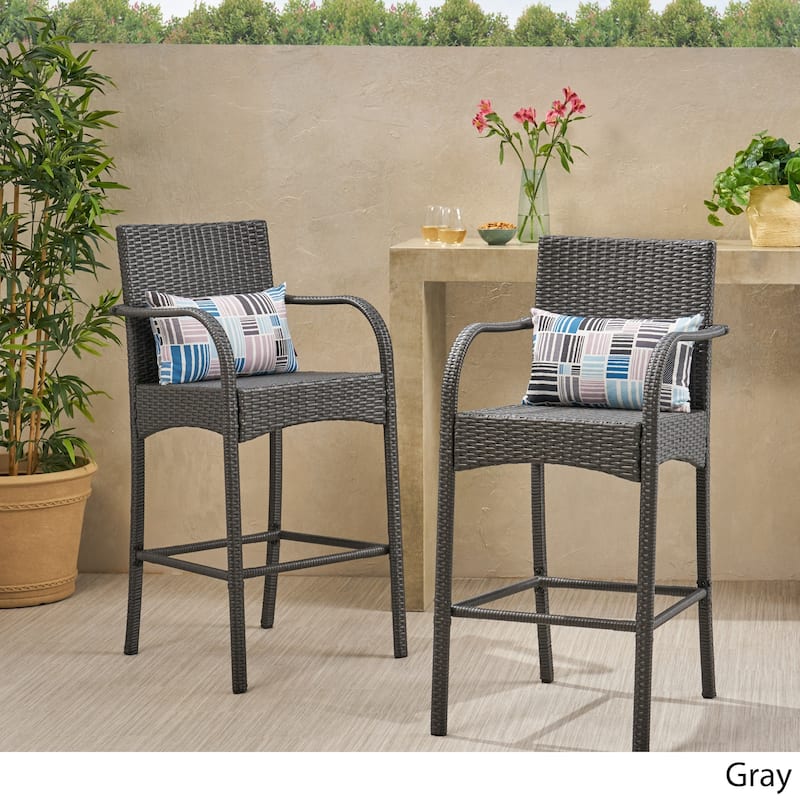 Cascada Outdoor Wicker Barstool Chair (Set of 2) by Christopher Knight Home