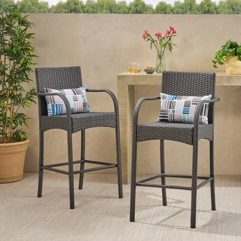 Cascada Outdoor Wicker Barstool Chair (Set of 2) by Christopher Knight Home