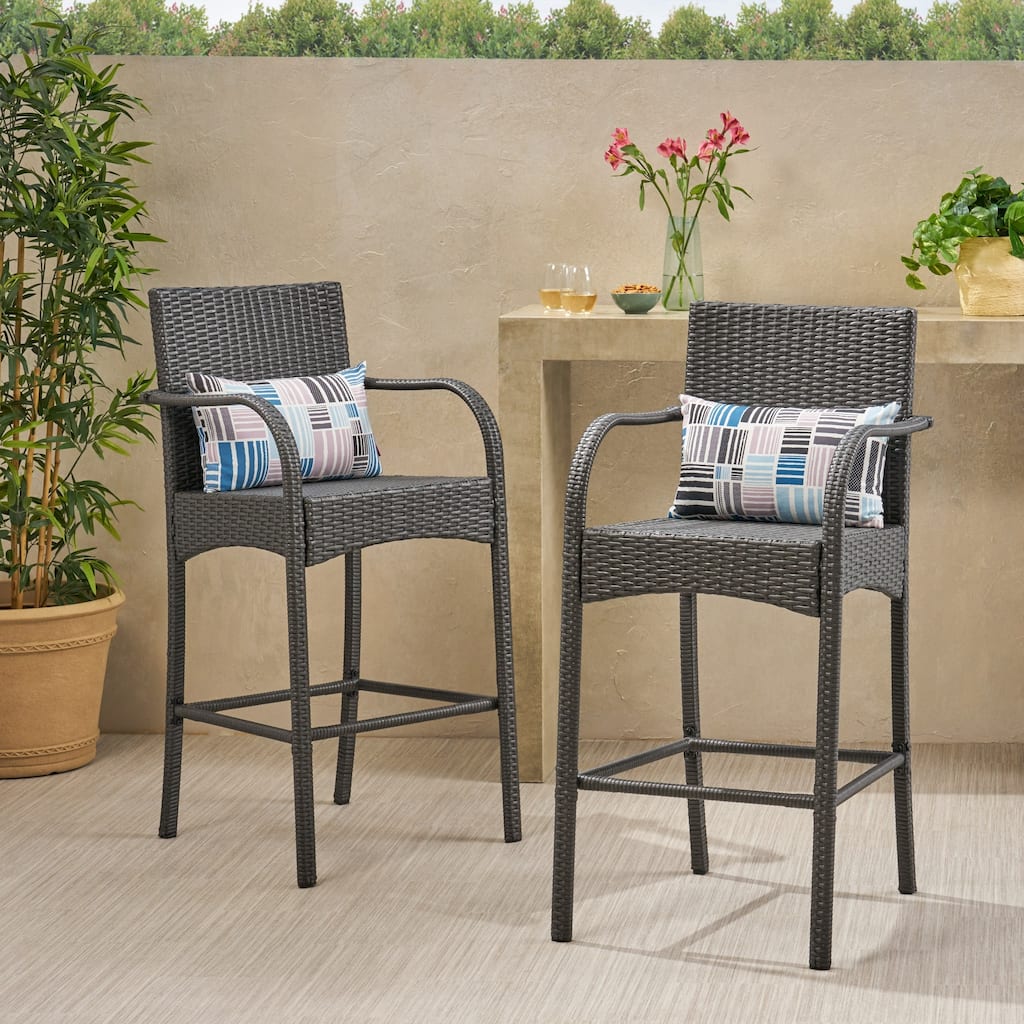 Cascada Outdoor Wicker Barstool Chair (Set of 2) by Christopher Knight Home