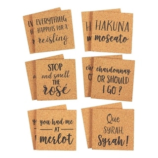 Juvale Square Cork Coasters with Funny Quotes (12 Pack) - 4-Inches - On ...