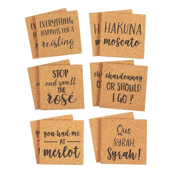 Juvale Square Cork Coasters with Funny Quotes (12 Pack) - 4-Inches - Bed  Bath & Beyond - 29867141