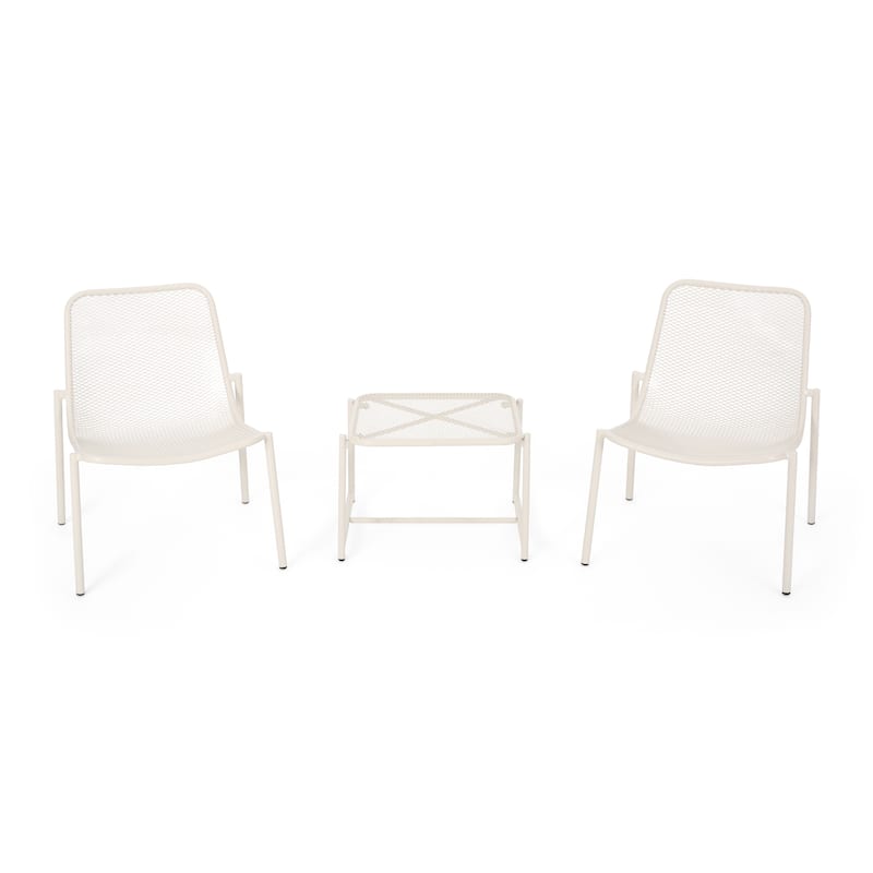 Bucknell Outdoor Modern 2 Seater Chat Set by Christopher Knight Home - Matte White