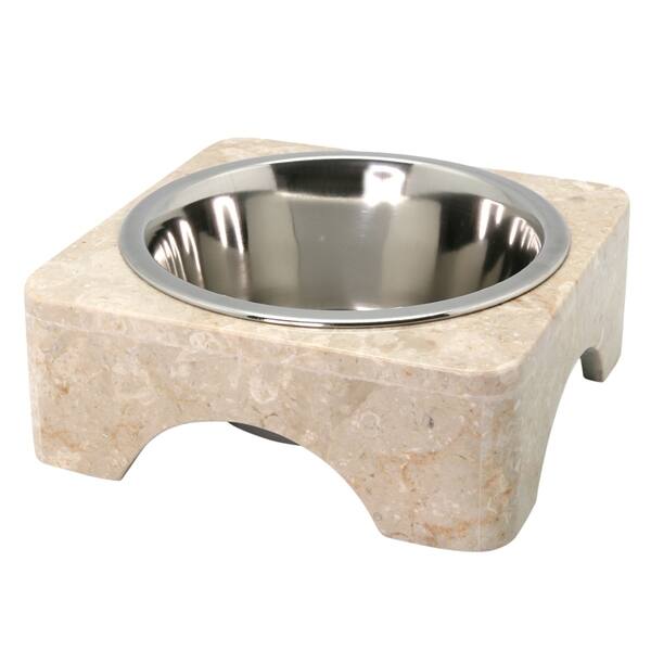 Creative Home Champagne Marble 1 qt. Pet Bowl Set