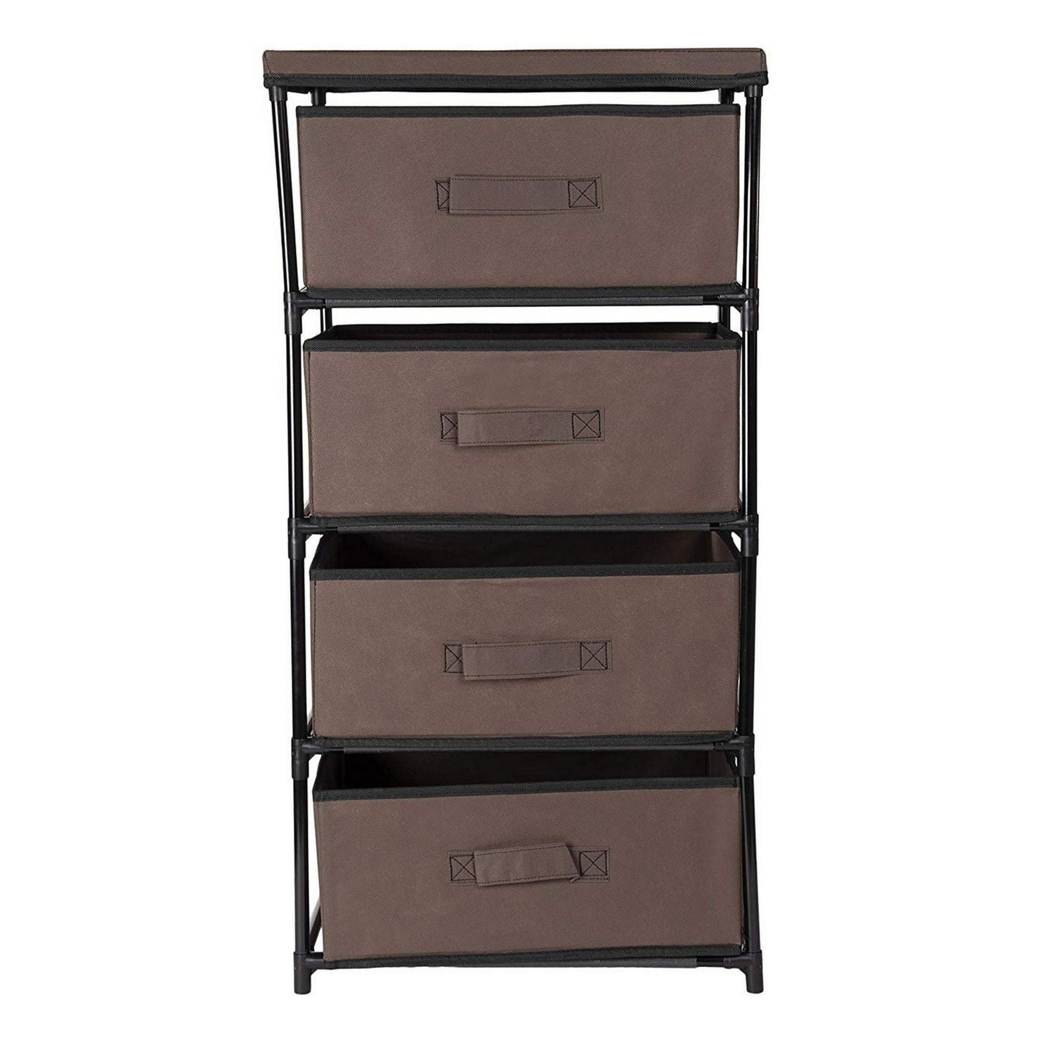 Juvale 4 Tier Drawer Clothes Organizer, Fabric Storage Dresser for Clothing, Linens, Closet Organization (Dark Brown, 16.5 x 13 x 33 in)