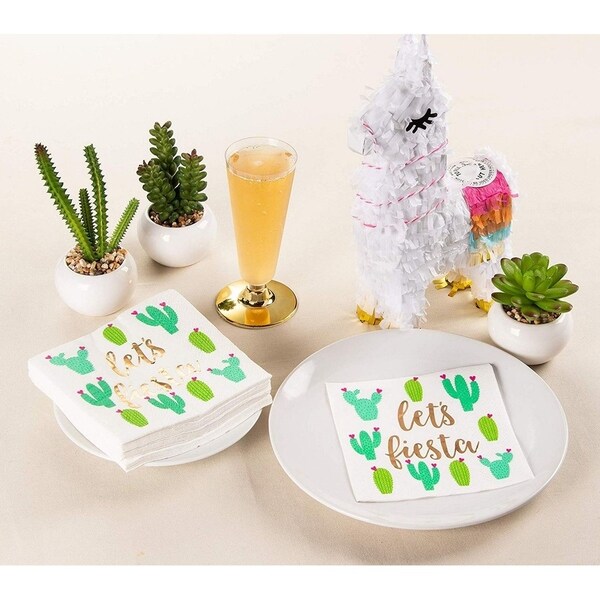 Cactus Theme Paper Napkins for Fiesta Birthday Party 100 Pack