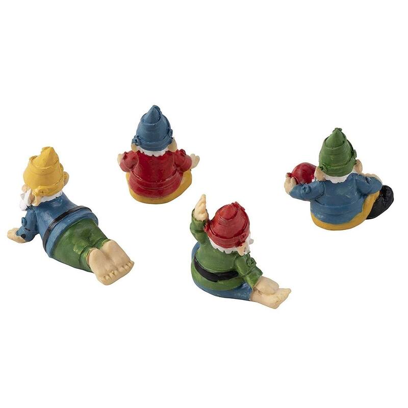 4-Piece Mini Yoga Gnome Figurines for Fairy Garden, Potted Plants, Tabletop