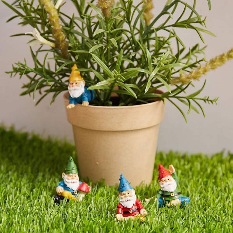 4-Piece Mini Yoga Gnome Figurines for Fairy Garden, Potted Plants, Tabletop