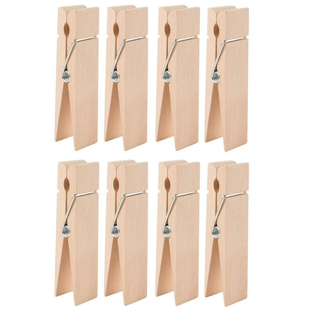 Juvale Wooden Large Clothespins - 8-Pack Jumbo Unfinished Wooden Clips, Big