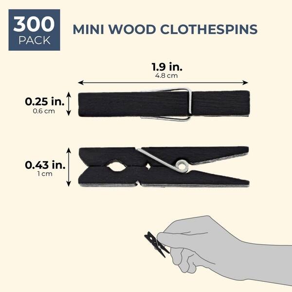Bright Creations 300Piece Mini Wood Craft Clothespins, Black, 1 7/8