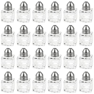 24x Mini Salt and Pepper Shakers Set, Glass Kitchenware, Transparent, 0.5 Oz