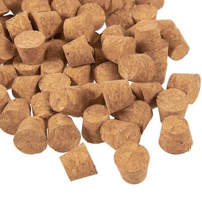 Small Tapered Cork Stoppers for Test Tubes and Mini Bottles, Size 1 (100 Pack)