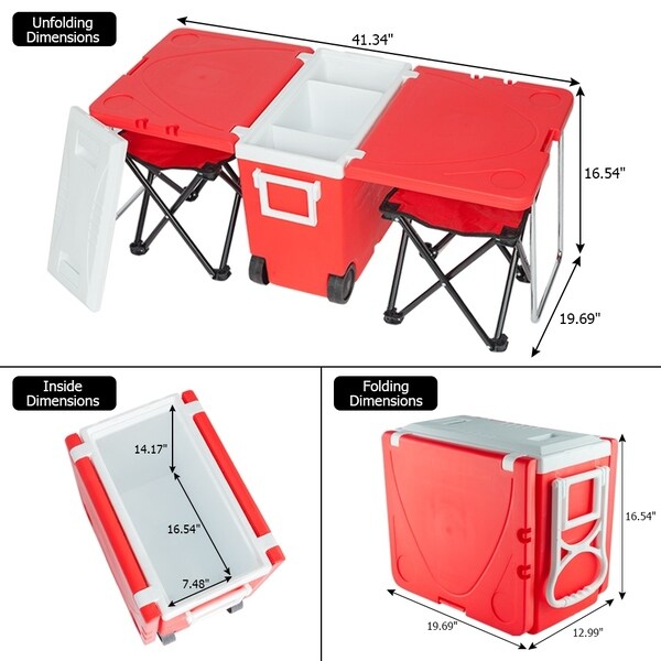 multi function rolling cooler picnic camping