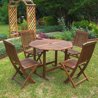 International Caravan Acacia 5-piece Stowaway Patio Dining Set