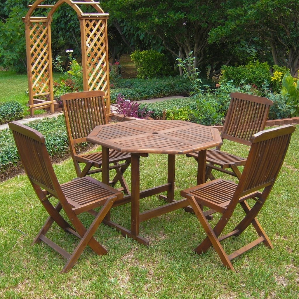 International Caravan Acacia 5-piece Stowaway Patio Dining Set
