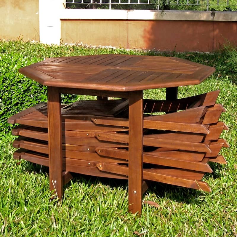 International Caravan Acacia 5-piece Stowaway Patio Dining Set