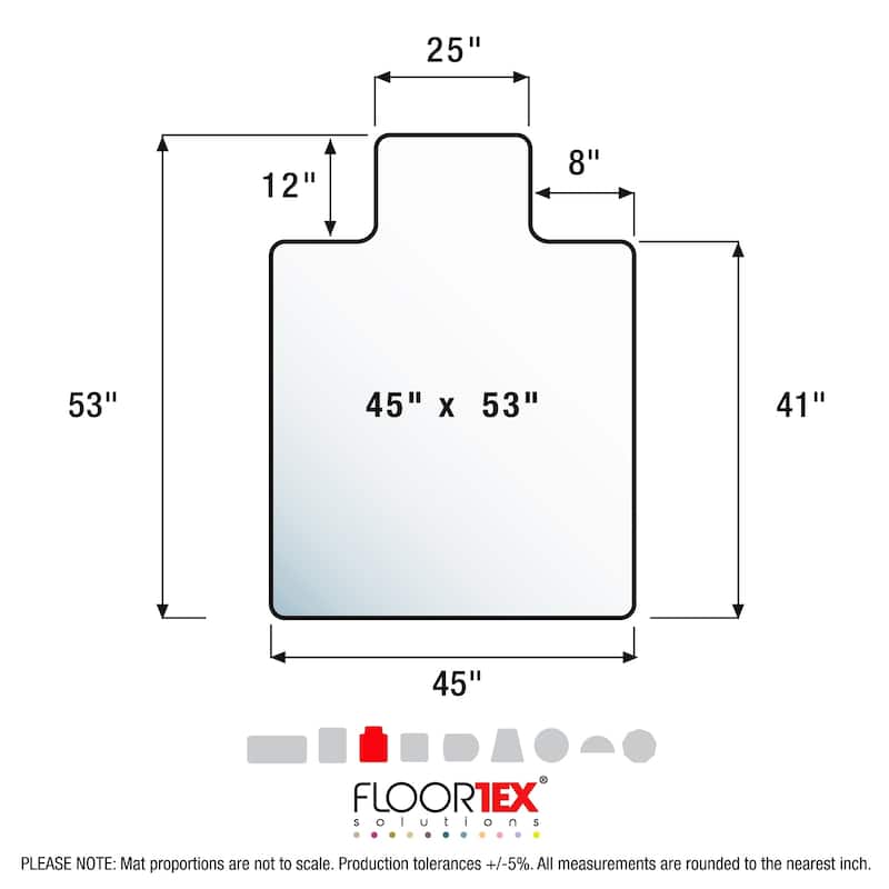 Advantagemat® Black Vinyl Lipped Chair Mat for Hard Floor - 45" x 53"
