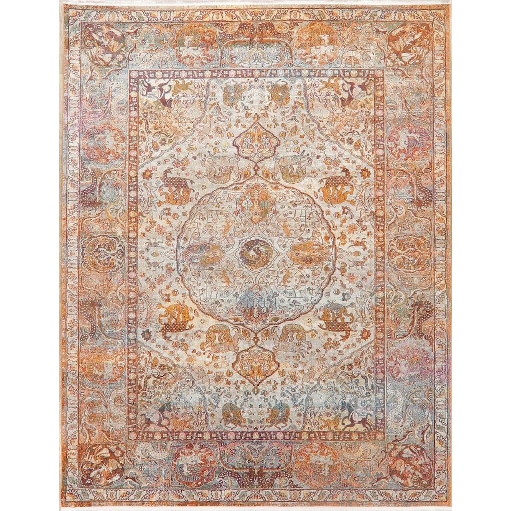 Decorative Animal Pictorial Turkish Vintage Style Area Rugs Heat-Set