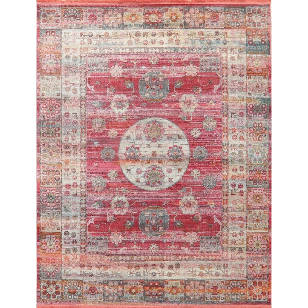 Vintage Style Turkish Geometric Oriental Distressed Heat-Set Area Rugs
