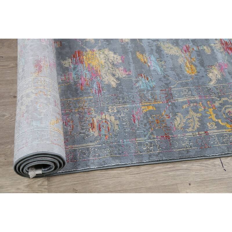 Heat Set Rugs All-Over Vintage Style Floral Distressed Heat-Set Area Rugs Bedroom ...