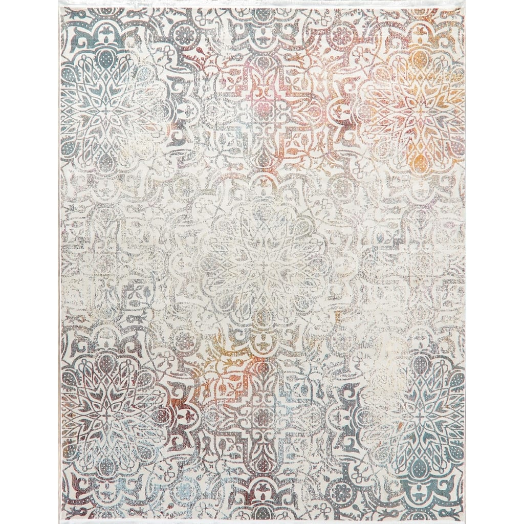 Contemporary Vintage Style Distressed Transitional Area Rugs Heat-Set