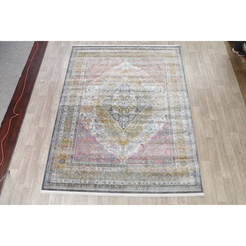 Floral Oriental Vintage Style Distressed Home Decor Heat-Set Area Rugs