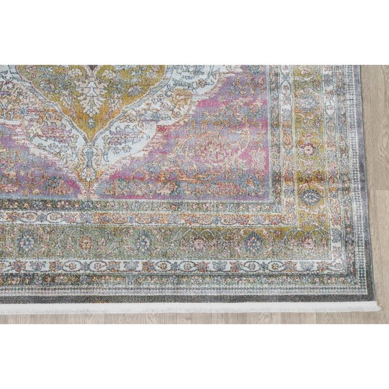 Floral Oriental Vintage Style Distressed Home Decor Heat-Set Area Rugs
