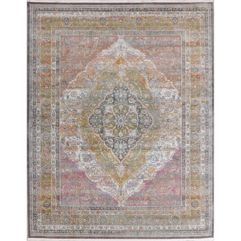 Floral Oriental Vintage Style Distressed Home Decor Heat-Set Area Rugs