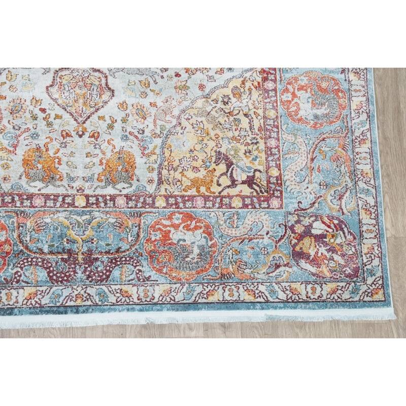 Hunting Style Animal Pictorial Distressed Oriental Heat-set Area Rugs