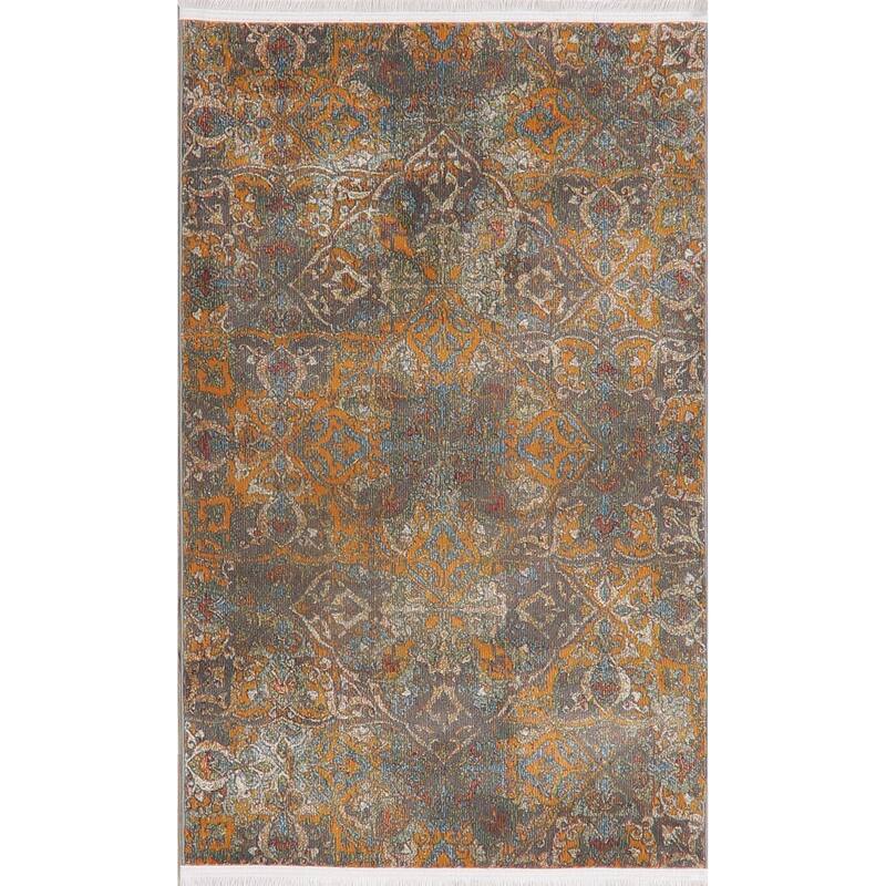 Art & Craft Distressed Geometric Turkish Area Rugs Living Room - 5'0" x 7'0"