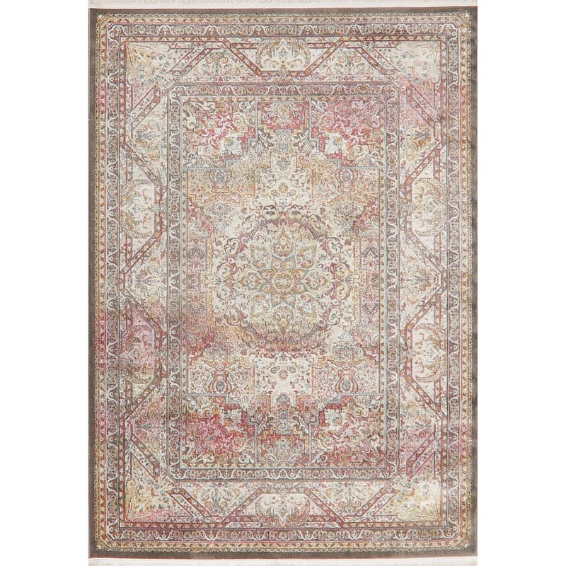 Traditional Geometric Distressed Oriental Turkish Area Rug Living Room - 5'0" x 7'0"