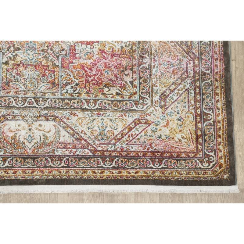 Traditional Geometric Distressed Oriental Turkish Area Rug Living Room