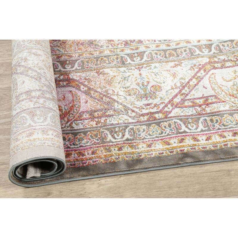 Traditional Geometric Distressed Oriental Turkish Area Rug Living Room