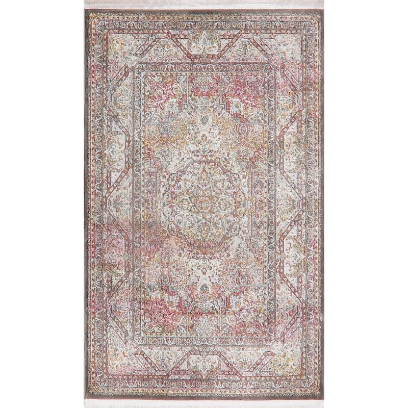 Traditional Geometric Distressed Oriental Turkish Area Rug Living Room