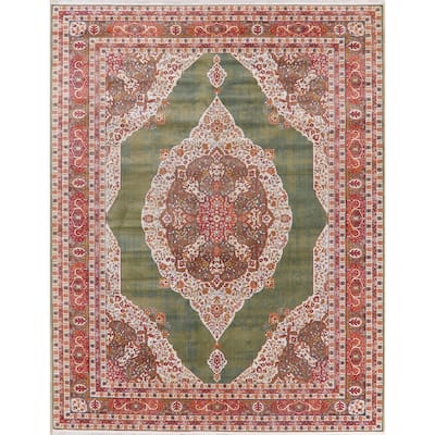 Medallion Vintage Style Floral Distressed Area Rug Home Decor Heat-Set