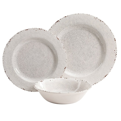 Mauna 12 Piece Dinnerware Set in Ice Crackle Look Decal
