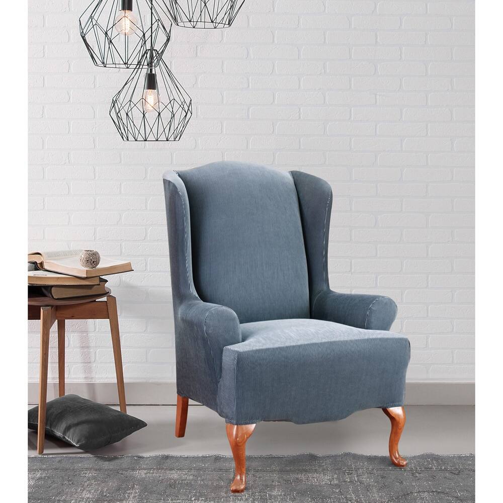 Sure Fit Stretch Stripe Wing-Chair Slipcover