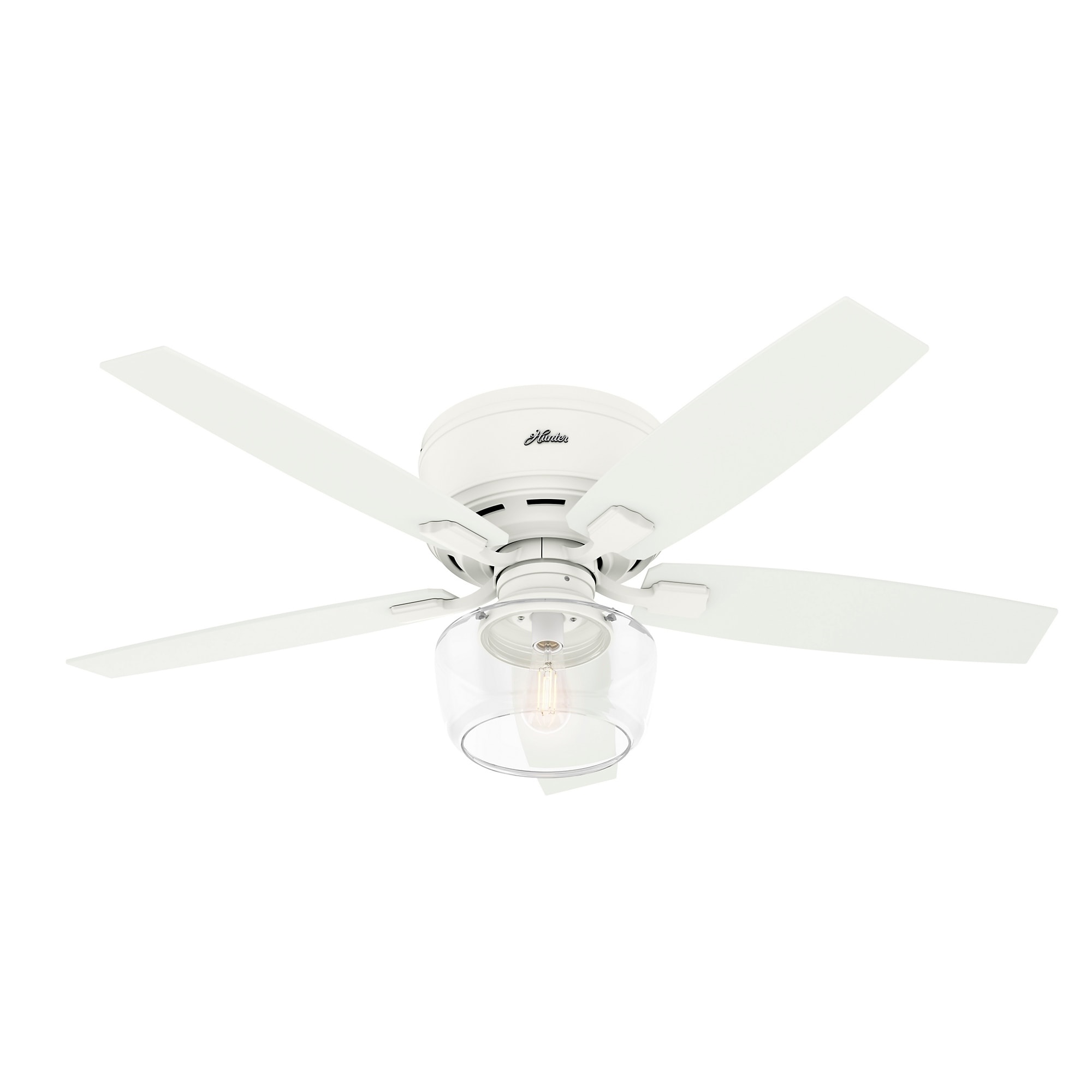 Hunter 52 Bennett Low Profile White Ceiling Fan W Led Light Bennett Low Profile White Ceiling Fan