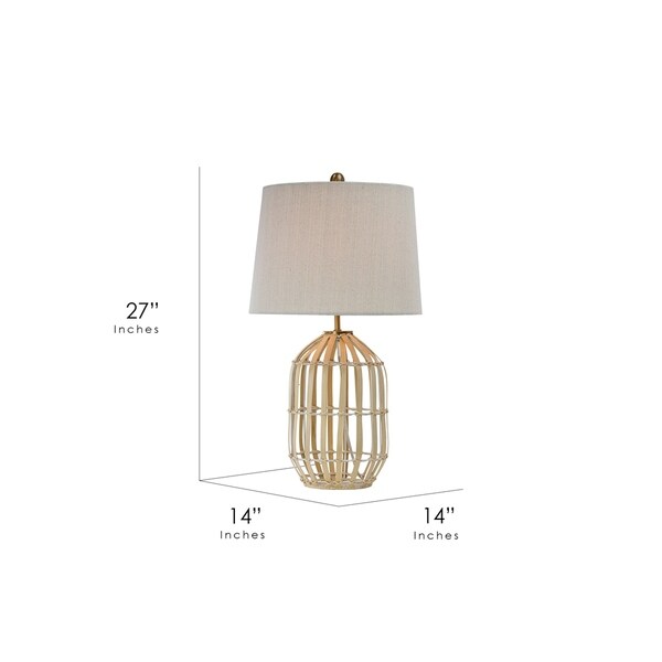 Rattan Table Lamp with Canvas Drum Shade (25")