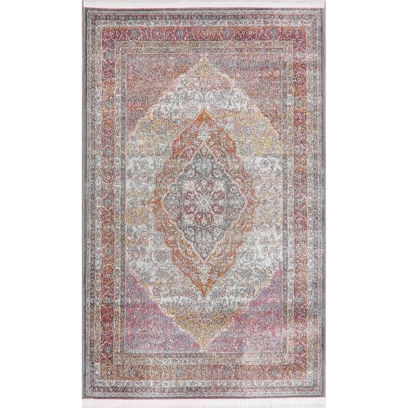 Traditional Floral Distressed Turkish Oriental Area Rugs Home Decor - 3'11" x 5'7"