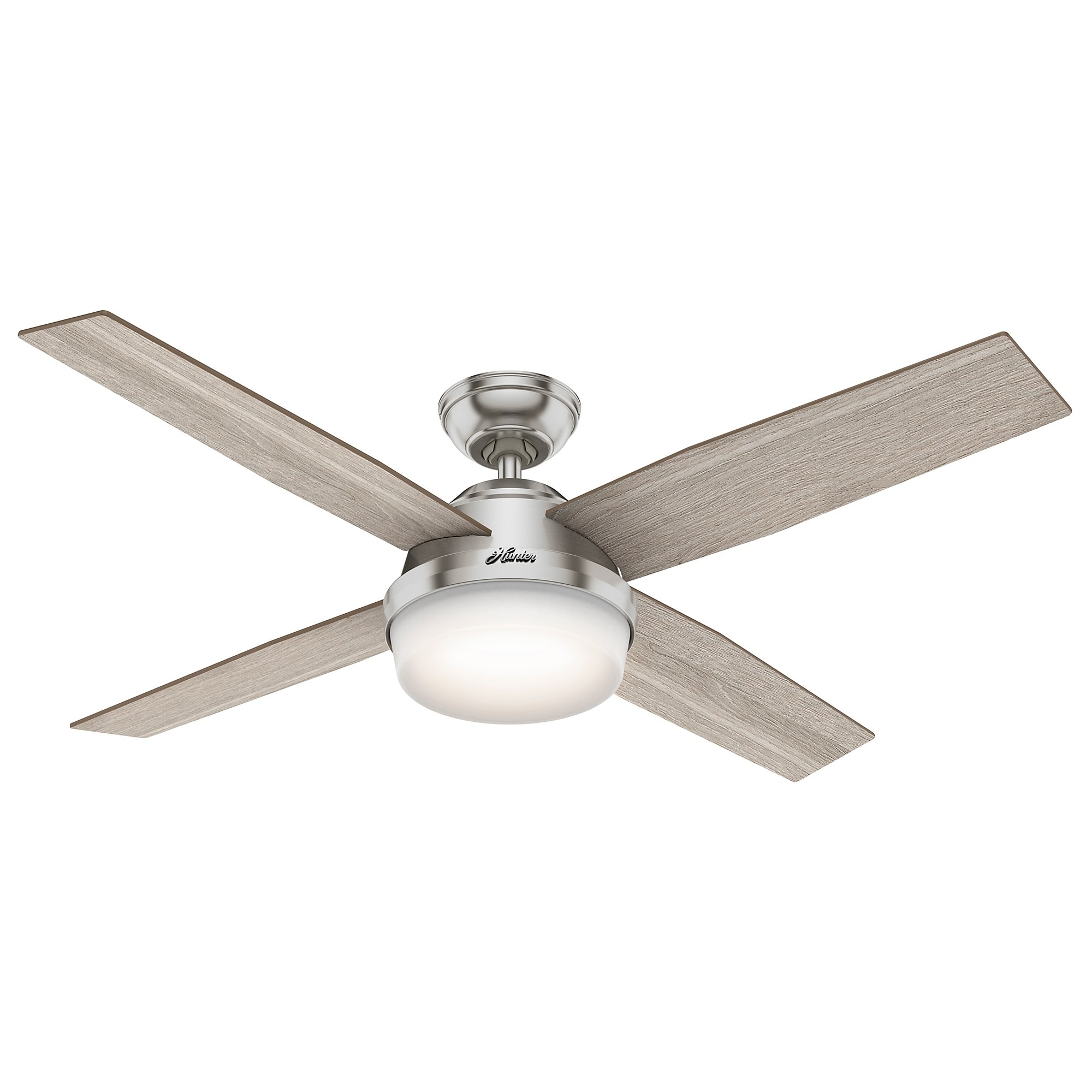 Hunter Fan 52 inch Contemporary Brushed Nickel Ceiling Fan w/ Light Kit & Remote