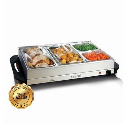 MegaChef Buffet Server & Food Warmer with 4 Sectional Trays